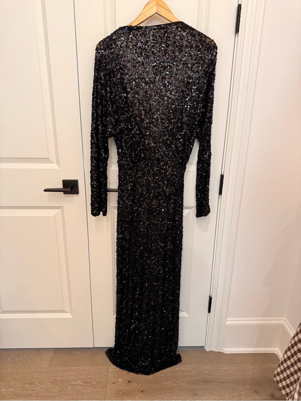 Zara Black Sequin Maxi Dress with Long Sleeves